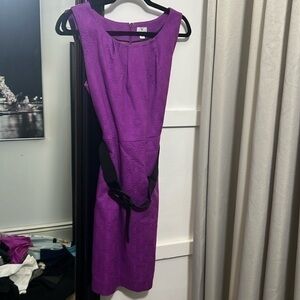 Worthington purple sleeveless dress beautiful wave pattern size 12 with belt